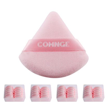 48 Pcs Makeup Powder Puff - Triangle Powder Puff for Face Powder Velour Press Powder Puff for Flawless Finish Portable Powder Puff with Case Beauty Tools Puff for Makeup Pink