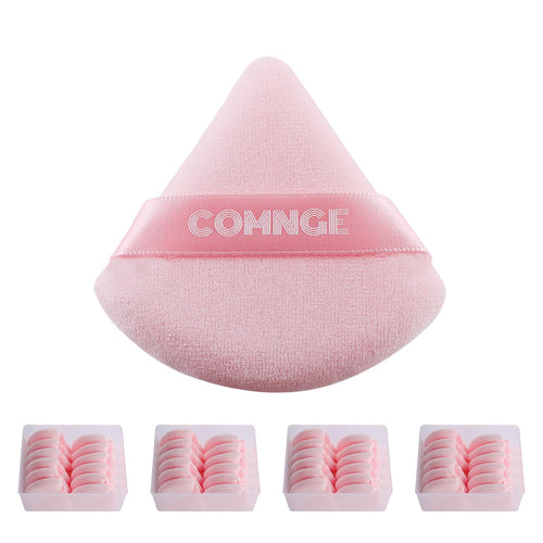 48 Pcs Makeup Powder Puff - Triangle Powder Puff for Face Powder Velour Press Powder Puff for Flawless Finish Portable Powder Puff with Case Beauty Tools Puff for Makeup Pink