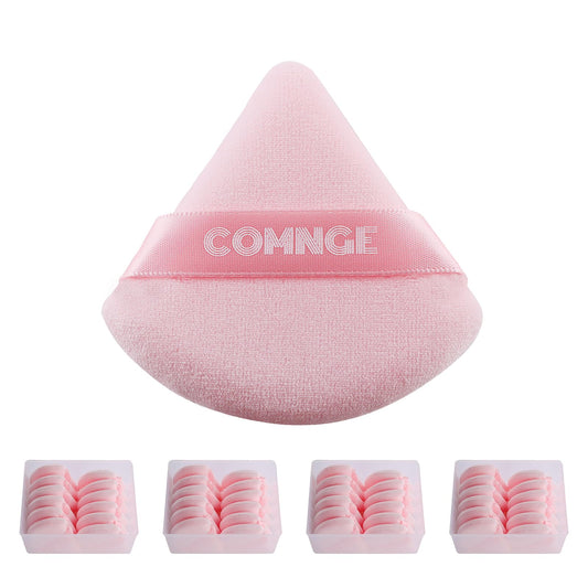 48 Pcs Makeup Powder Puff - Triangle Powder Puff for Face Powder Velour Press Powder Puff for Flawless Finish Portable Powder Puff with Case Beauty Tools Puff for Makeup Pink